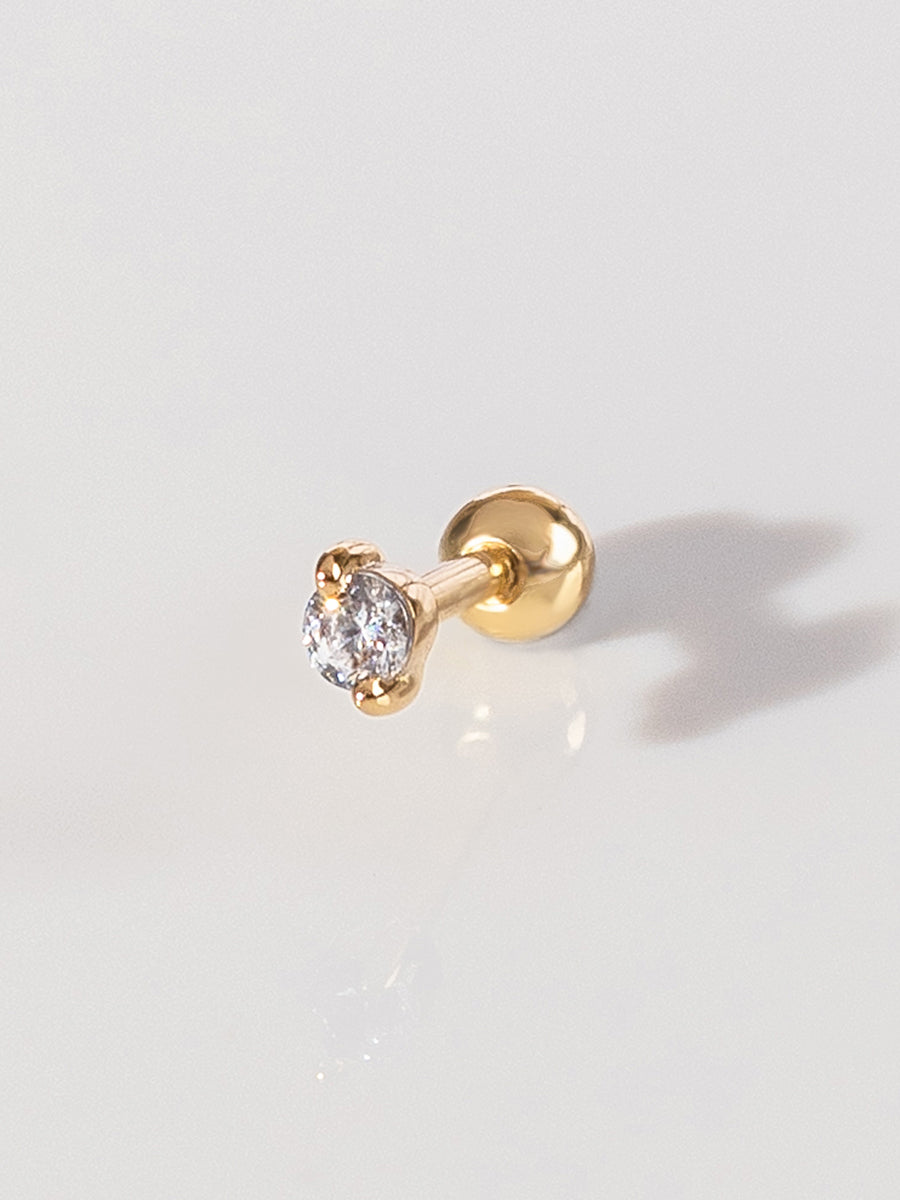 Diamante Barbell Earring | 5A Grade Cubic Zirconia | 14K Gold Plated Brass