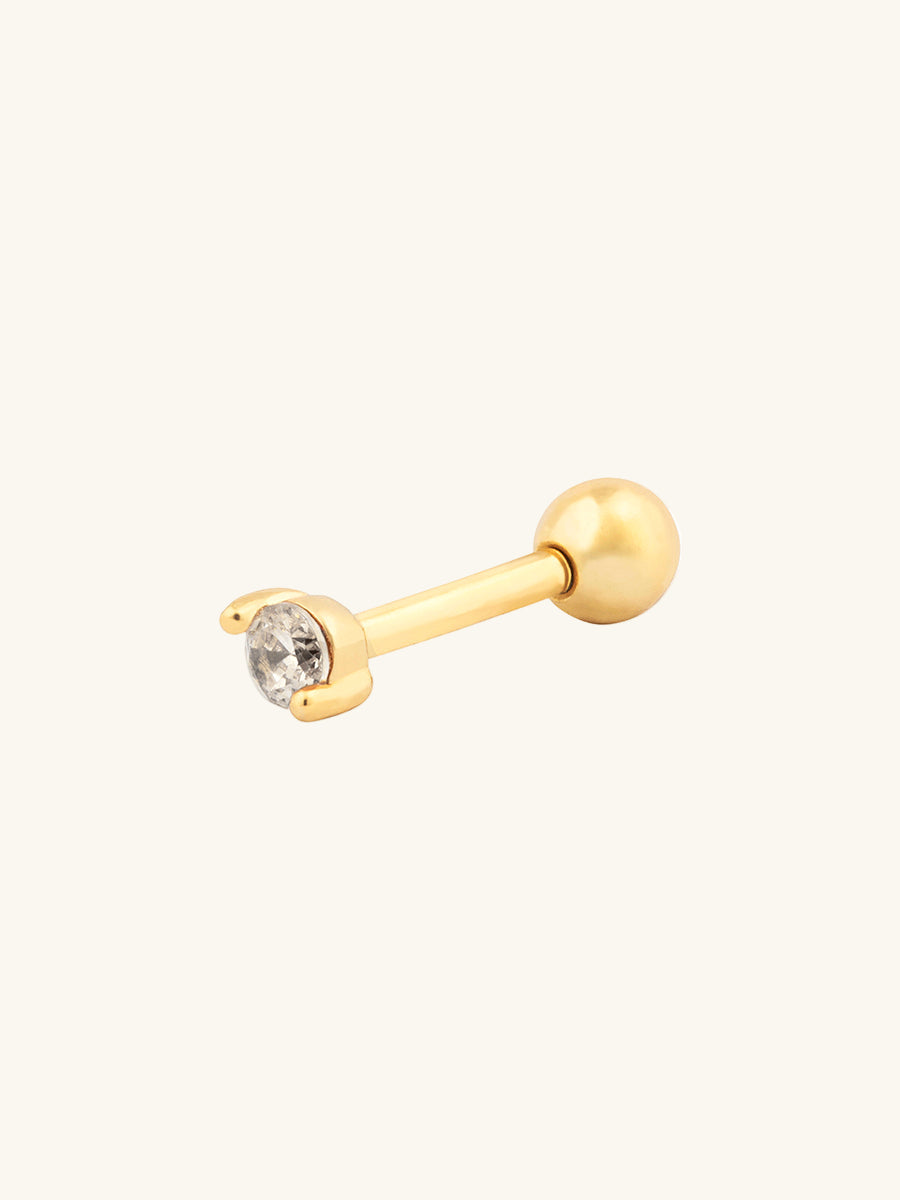 Diamante Barbell Earring | 5A Grade Cubic Zirconia | 14K Gold Plated Brass