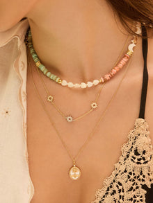 Aura Beaded Necklace | Natural Sea Shells | 14K Gold Plated Brass