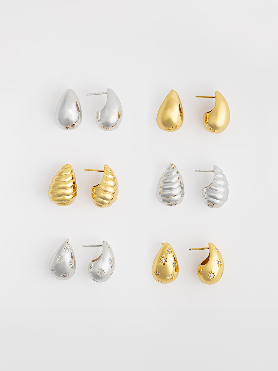 Teardrop Constellation 20mm Stud Earrings | 5A Grade Cubic Zirconia | 14K Gold Plated Brass