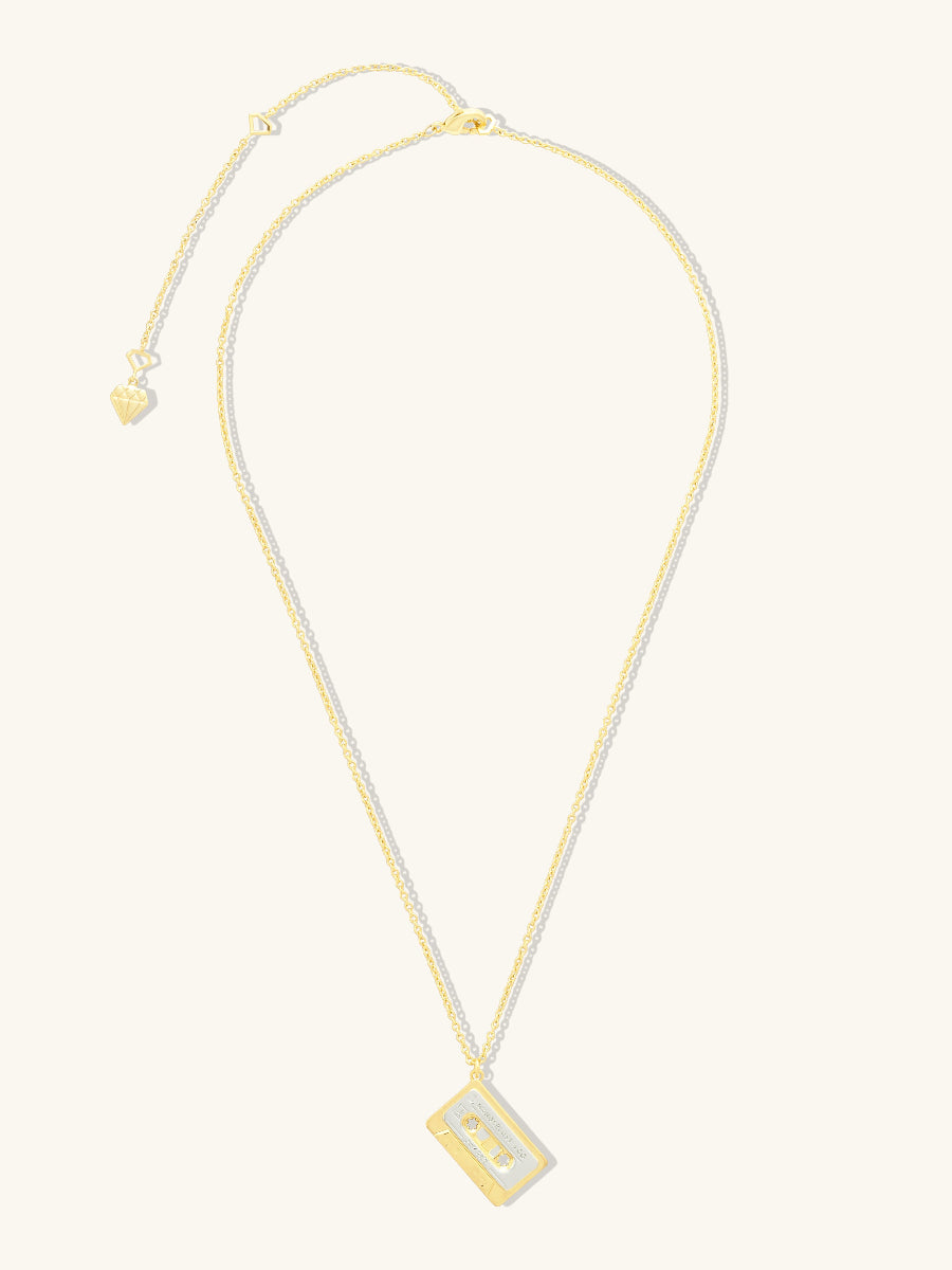 Cassette Necklace | 5A Grade Cubic Zirconia | 14K Gold Plated Brass