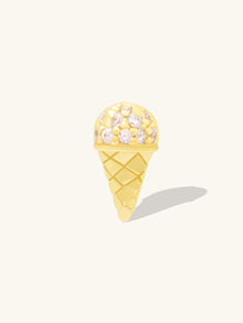 Ice Cream Flat Back Earring | 5A Grade Cubic Zirconia | 14K Gold Plated Brass