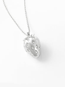 Strawberry Locket Necklace | 5A Grade Cubic Zirconia | Silver Rhodium Plated Brass