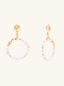 Pearl Baroque Hoop Earrings  | Freshwater Pearl | 14K Gold Vermeil