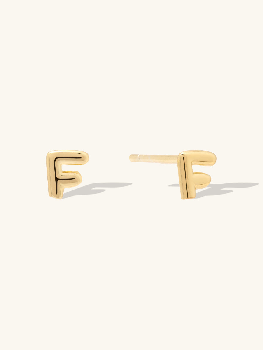 Alphabet Bubble Stud Earrings | 14K Gold Plated Brass