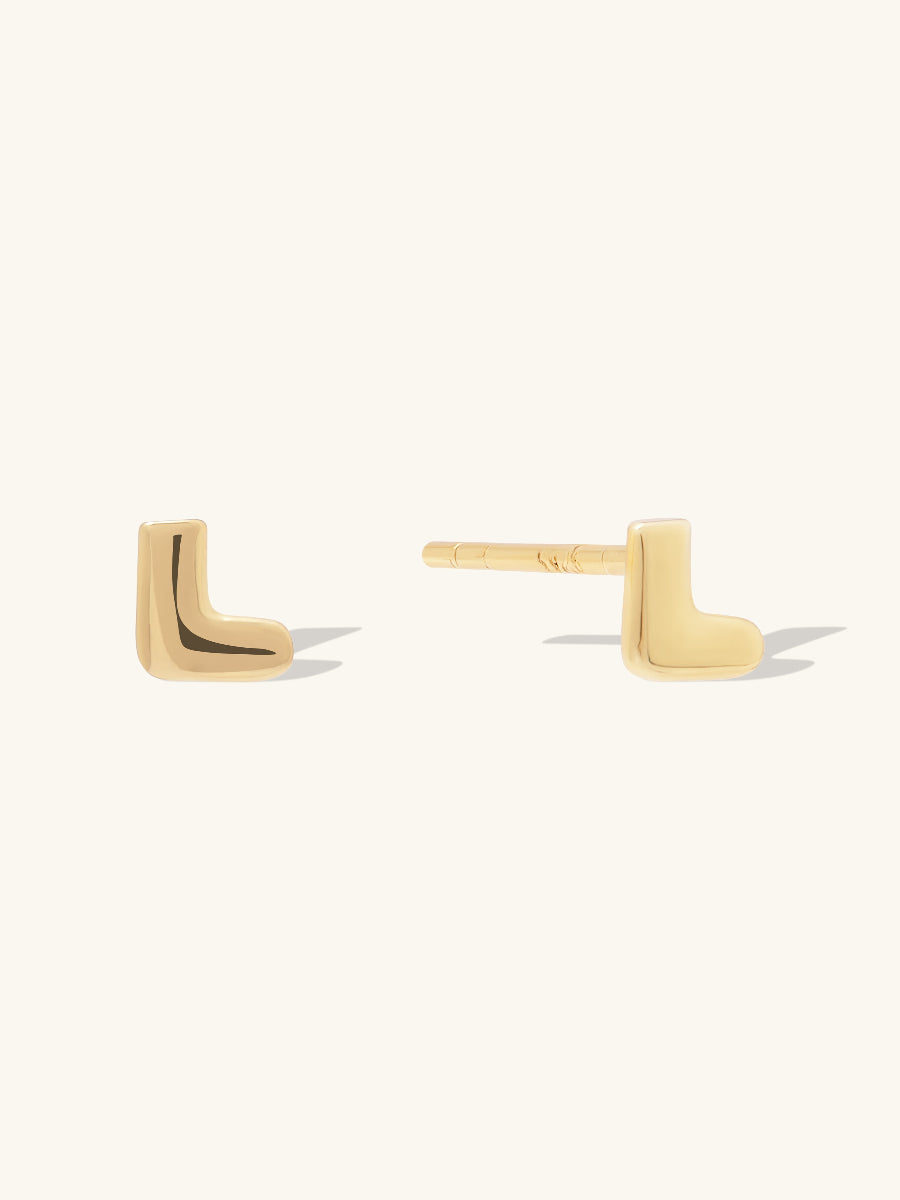 Alphabet Bubble Stud Earrings | 14K Gold Plated Brass
