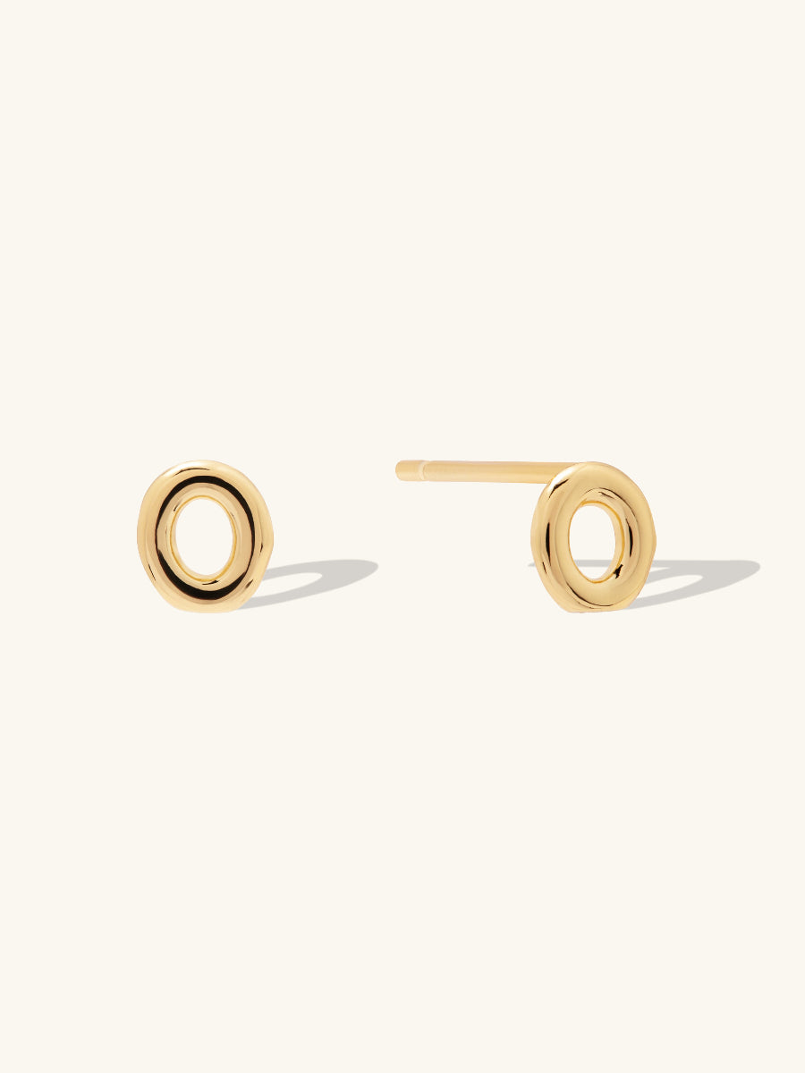 Alphabet Bubble Stud Earrings | 14K Gold Plated Brass