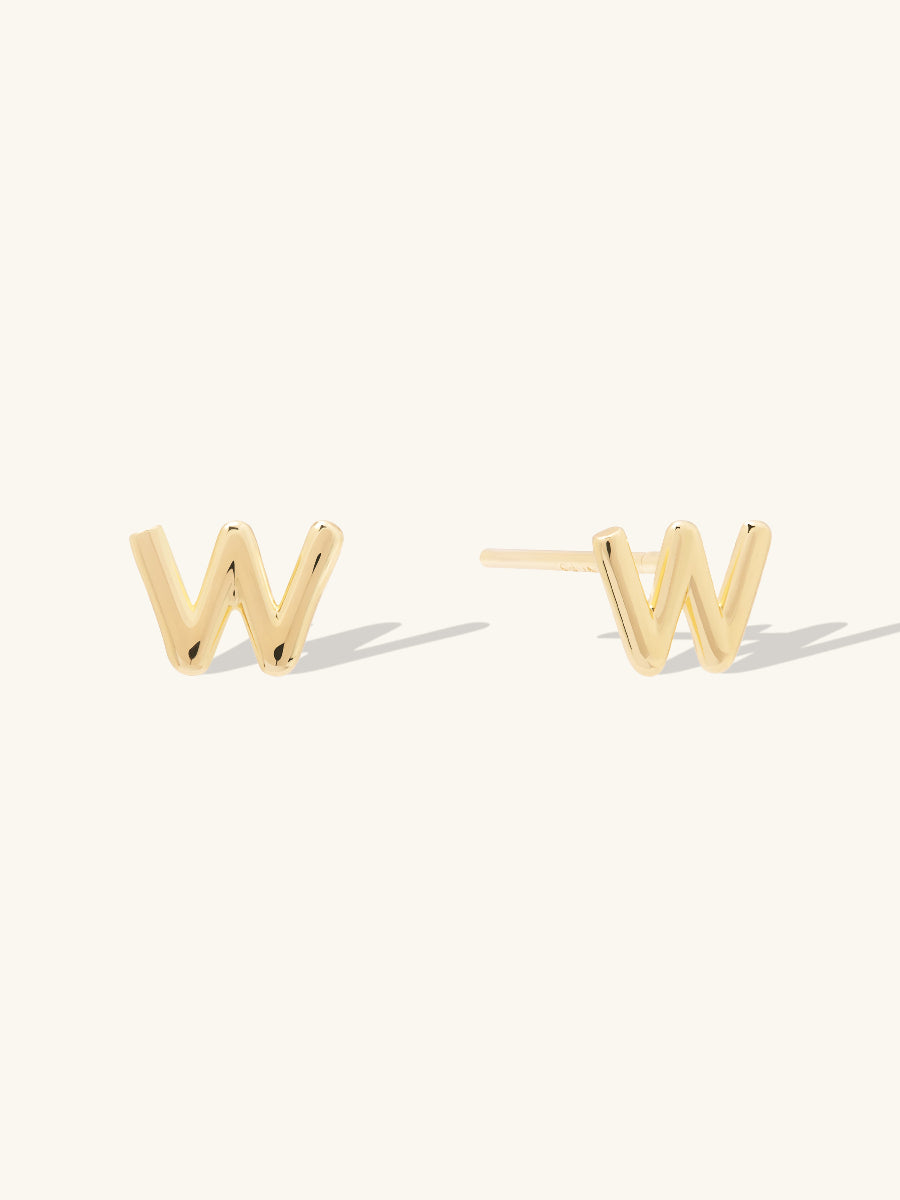 Alphabet Bubble Stud Earrings | 14K Gold Plated Brass