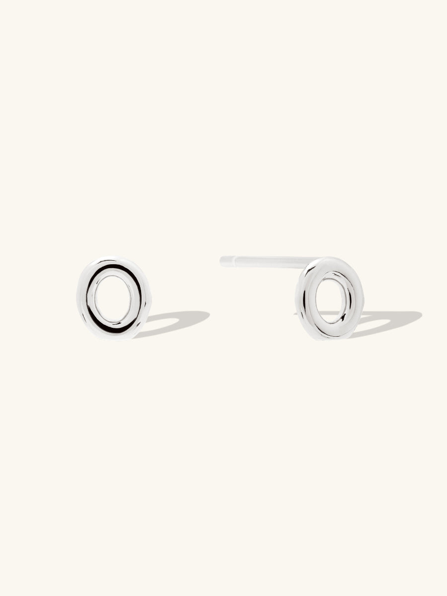 Alphabet Bubble Stud Earrings | Silver Rhodium Plated Brass