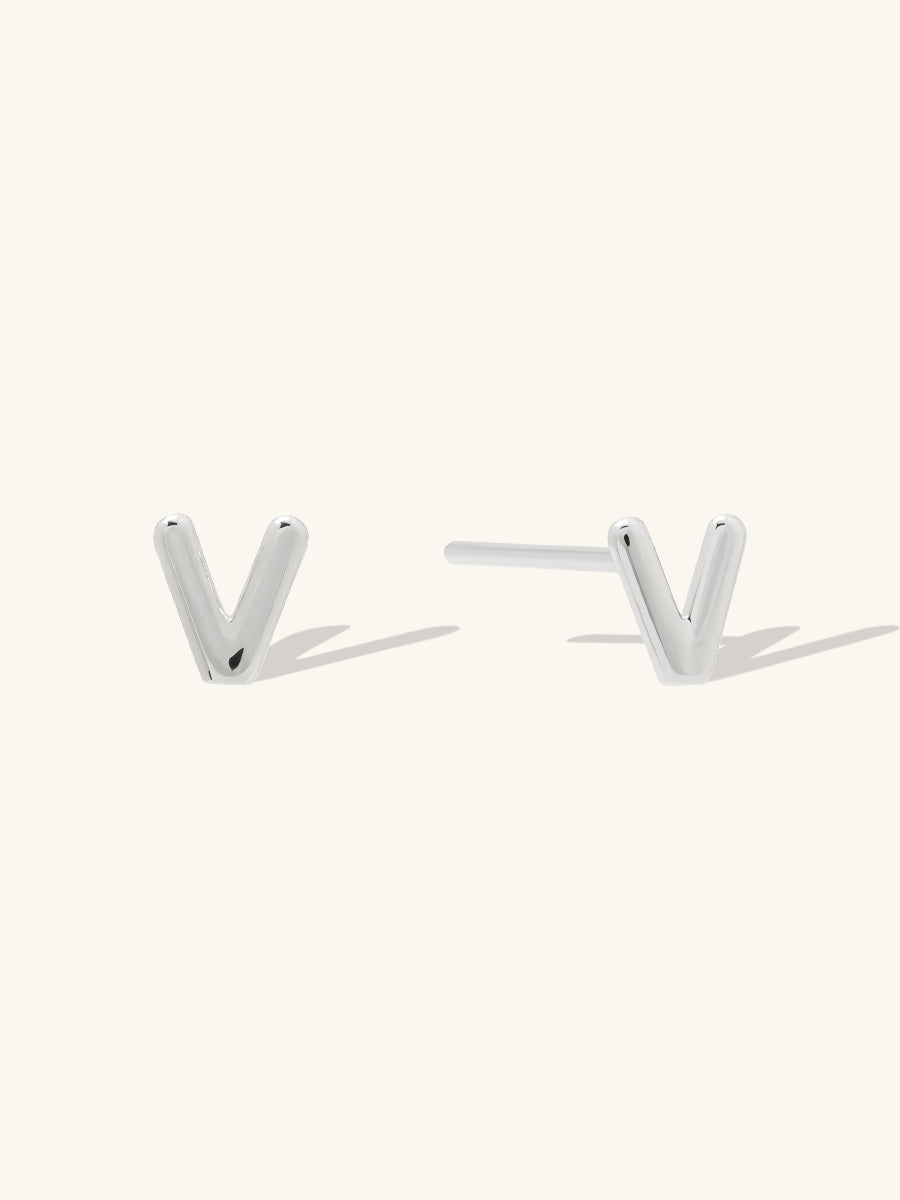 Alphabet Bubble Stud Earrings | Silver Rhodium Plated Brass