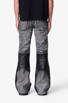 Washed Leather Flare Pants | Black