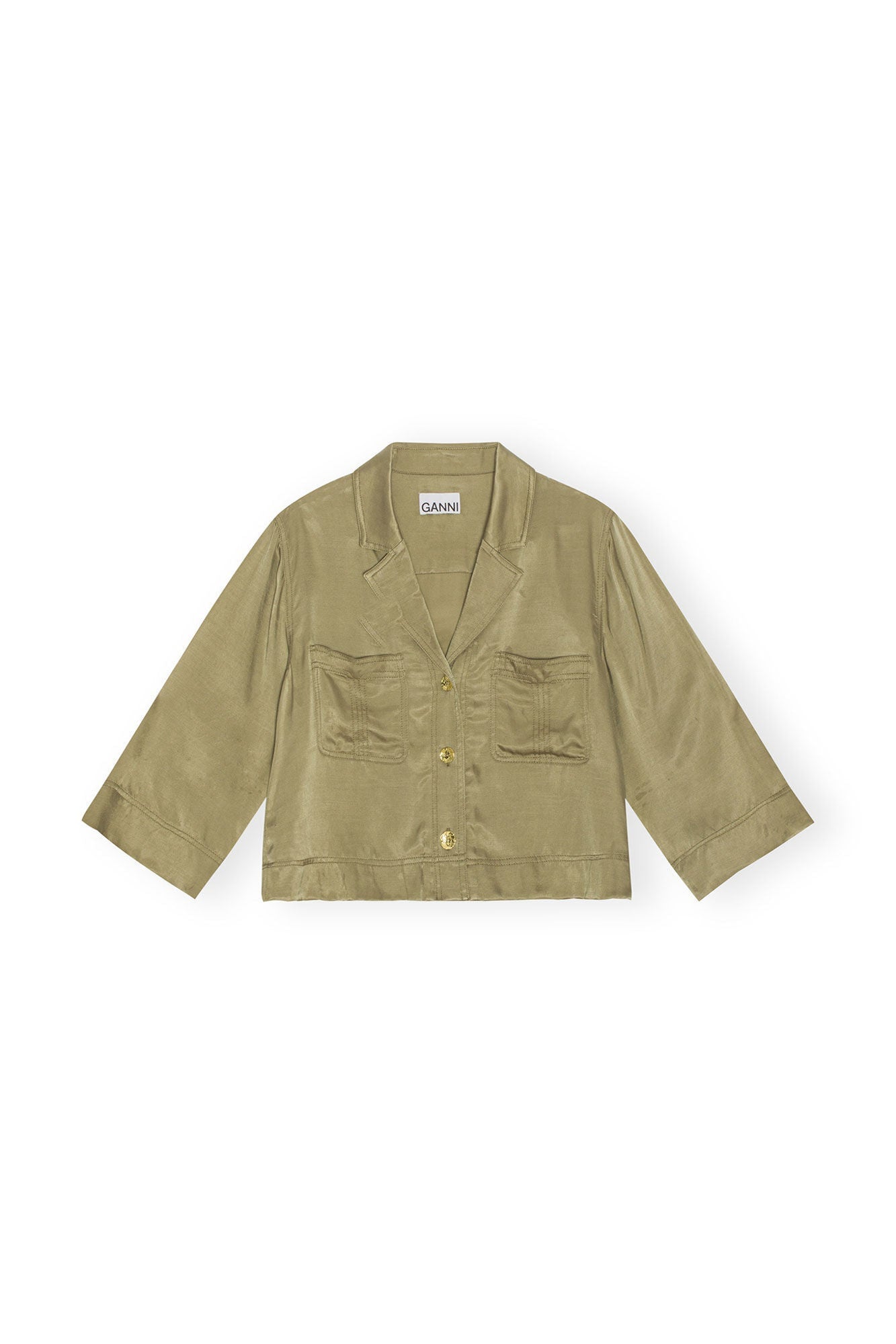 Washed Satin Crop Shirt | Aloe