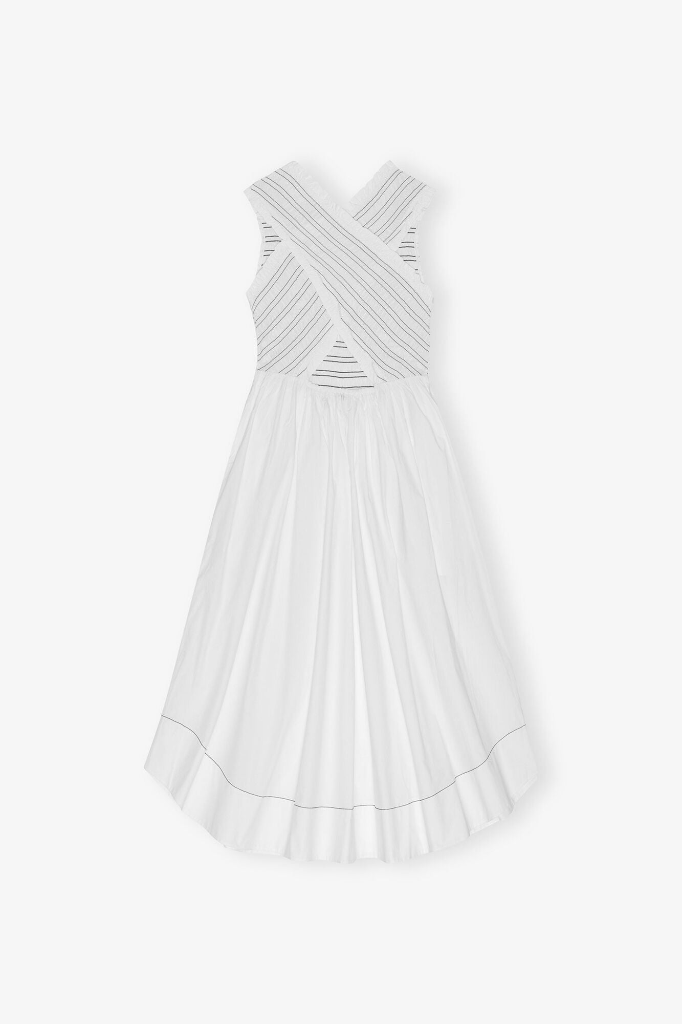 Washed Stretch Cotton Smock Midi Dress | Bright White