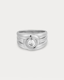 The Wave Bezel Cigar Band | Silver | Cubic Zirconia