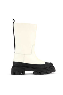 White Calf Leather Boots | Oyster Gray