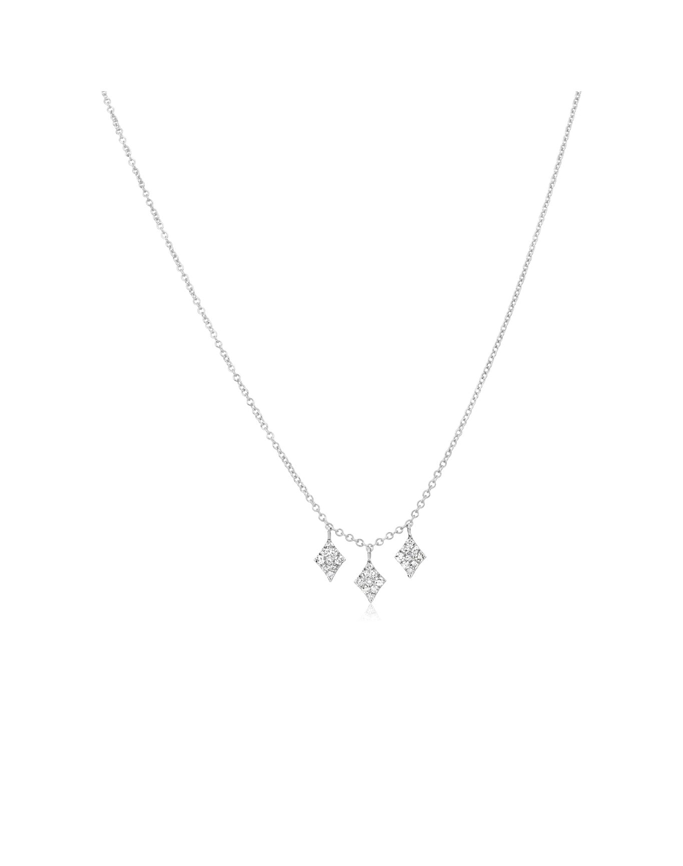 White Gold Triangle Diamond Necklace | 14K White Gold