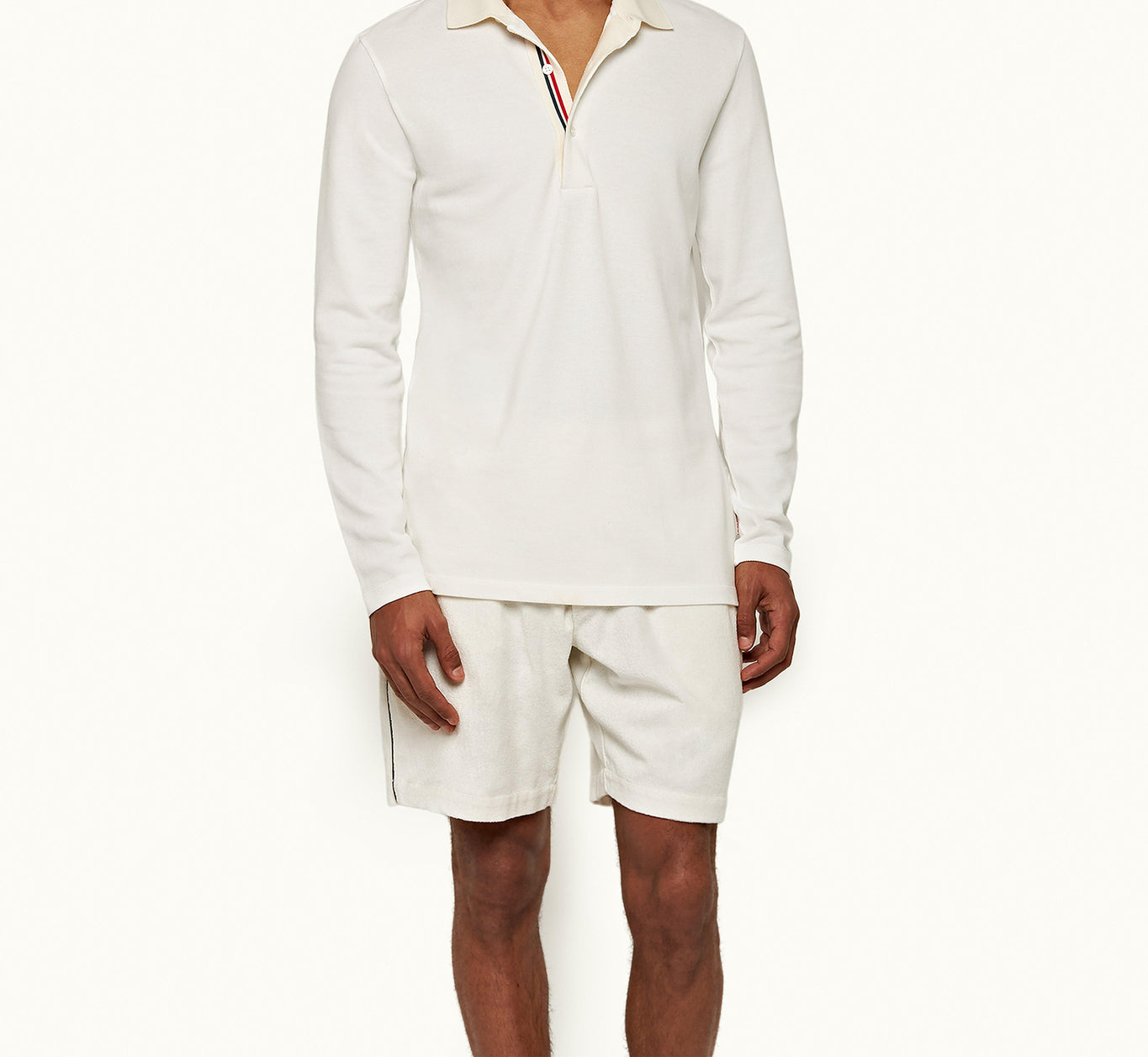 Whiteside Organic Cotton Long-Sleeve Polo Shirt | White Sand