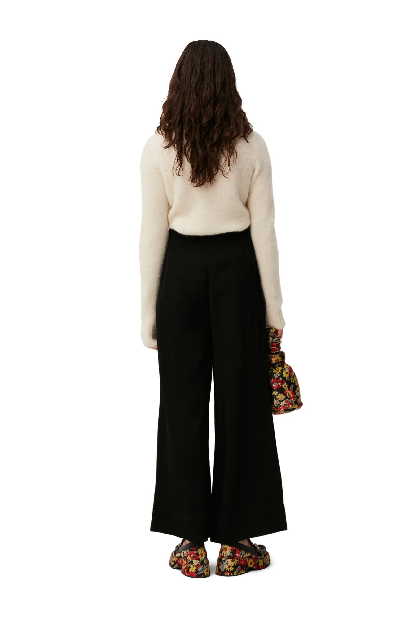 Wide Jacquard Trousers | Black