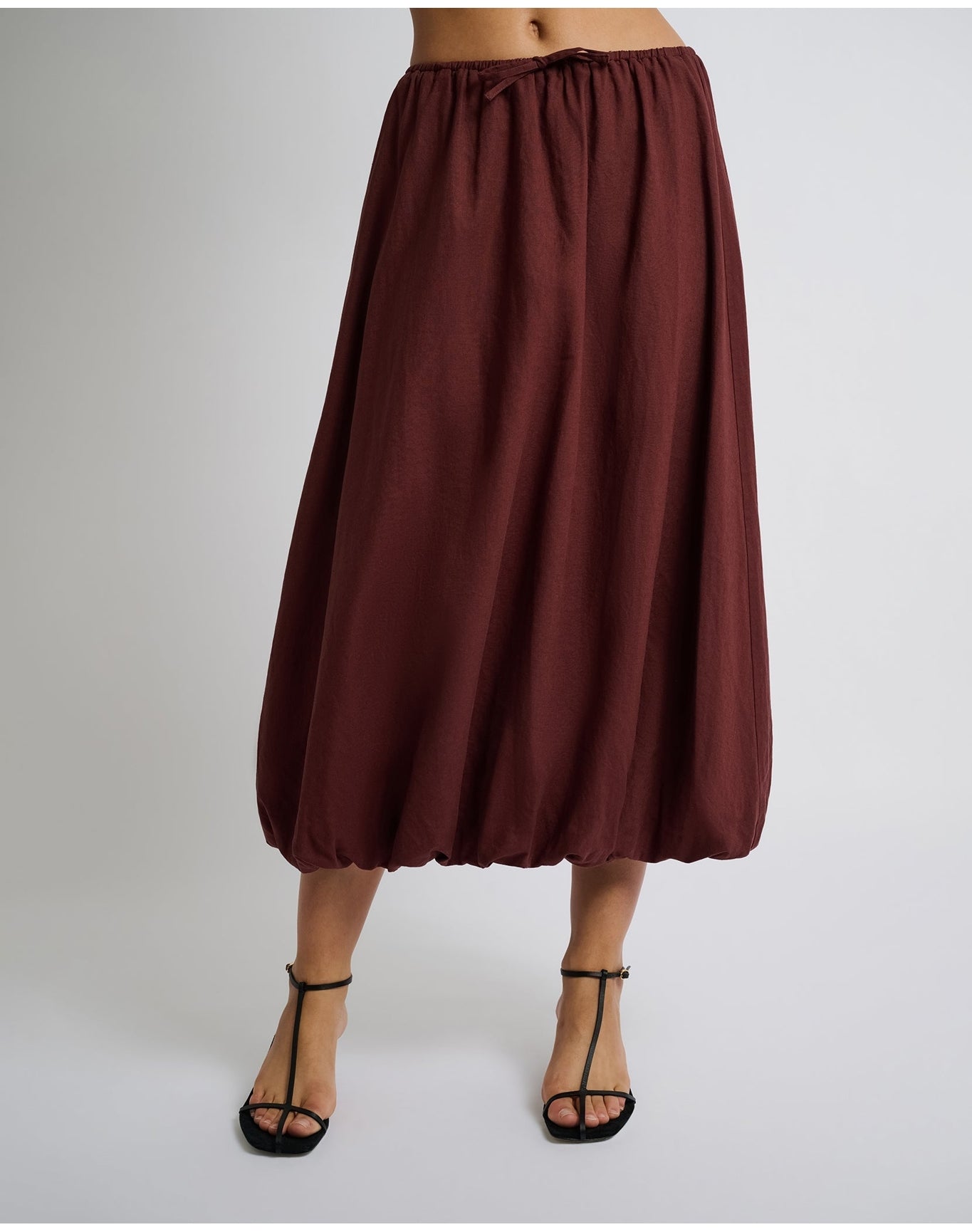 Women | Air Linen Bubble Maxi Skirt | Rum