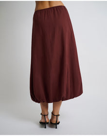 Women | Air Linen Bubble Maxi Skirt | Rum