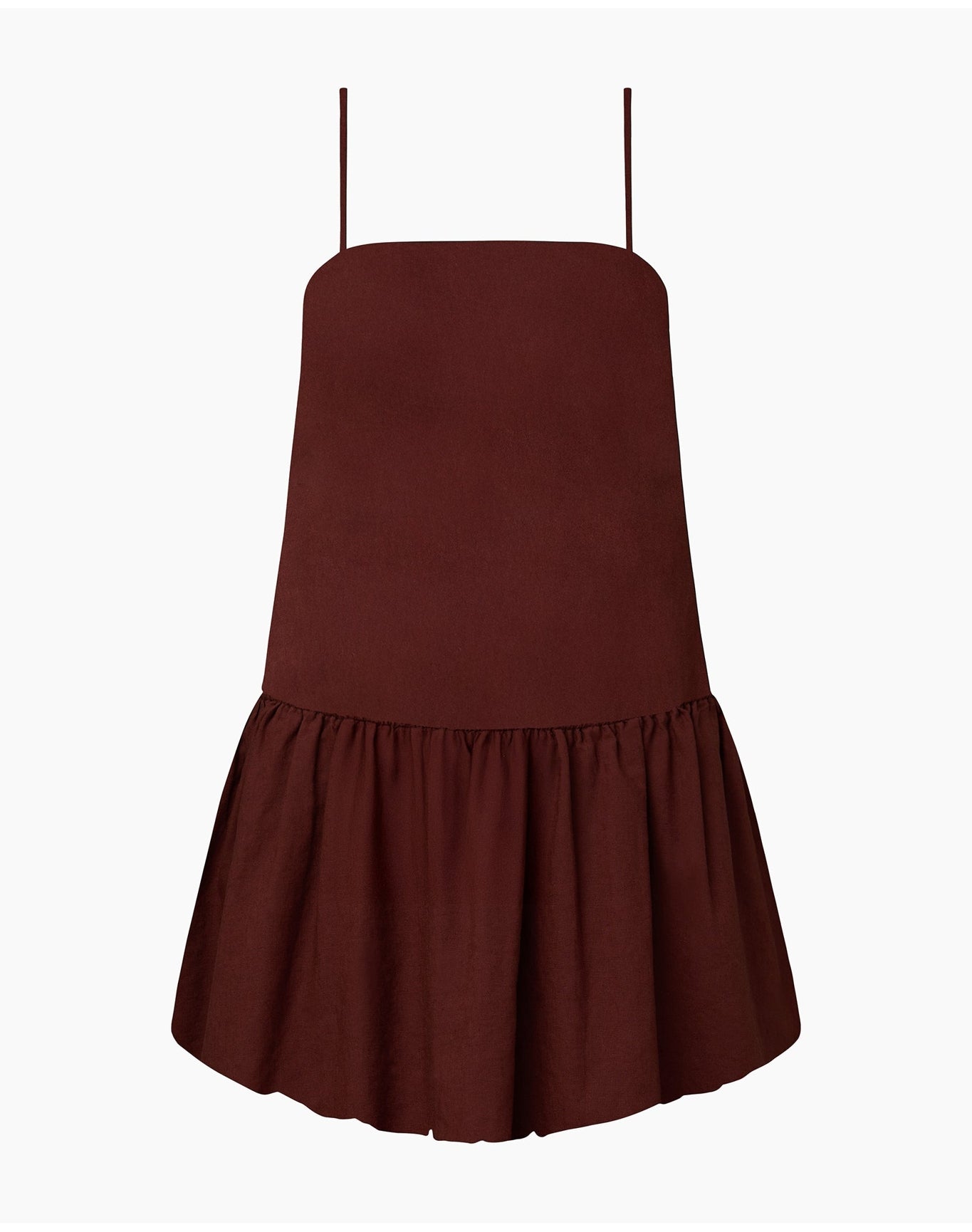 Women | Air Linen Bubble Mini Dress | Rum