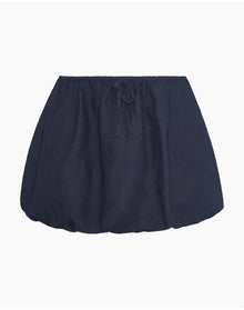 Women | Air Linen Bubble Mini Skirt | Noir Navy