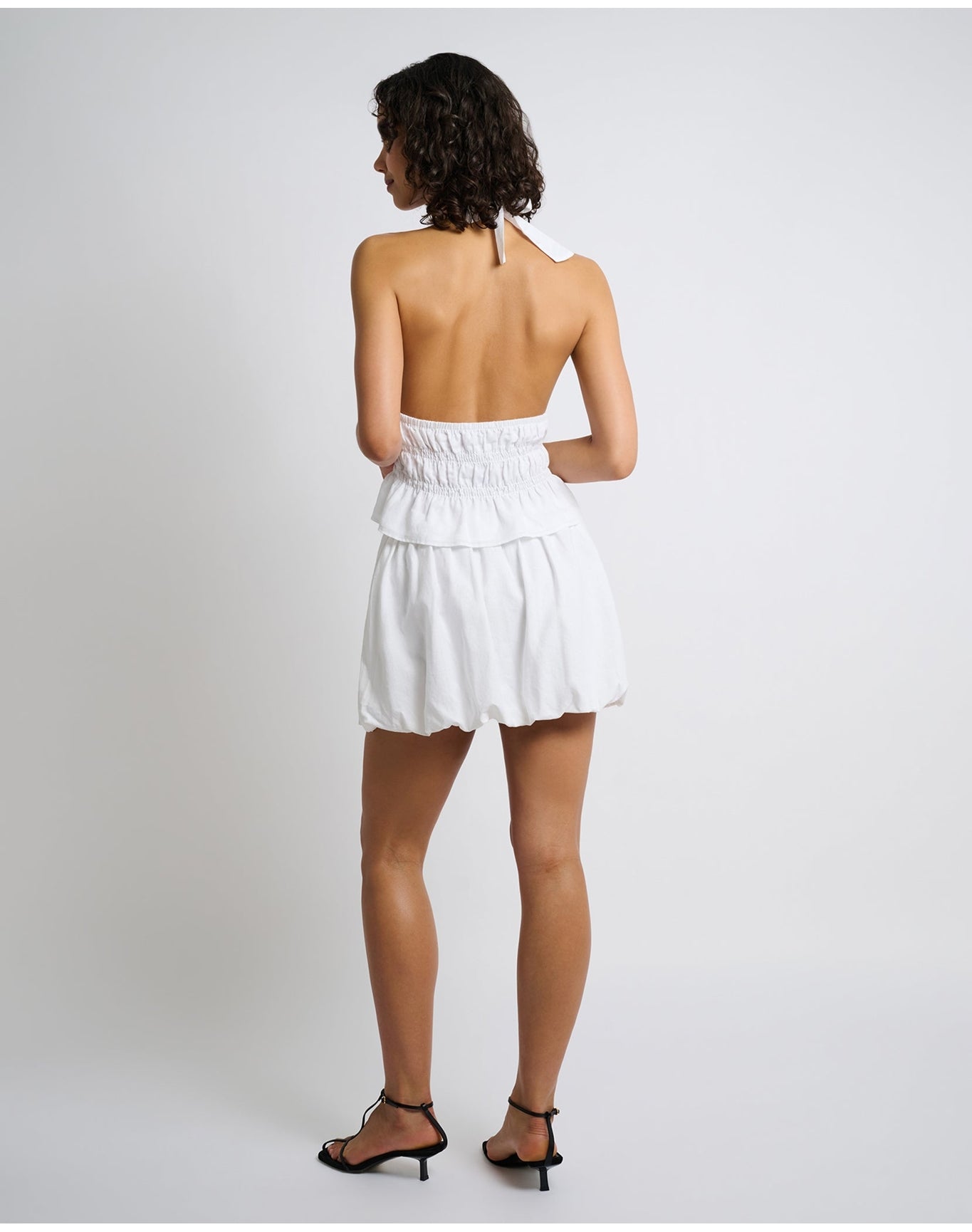 Women | Air Linen Bubble Mini Skirt | White