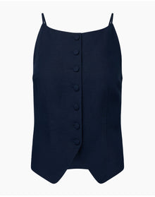 Women | Air Linen High Neck Top | Deep Navy