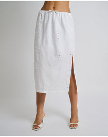 Women | Air Linen Midi Skirt | White