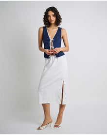 Women | Air Linen Midi Skirt | White