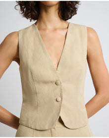 Women | Air Linen Relaxed Vest | Jute