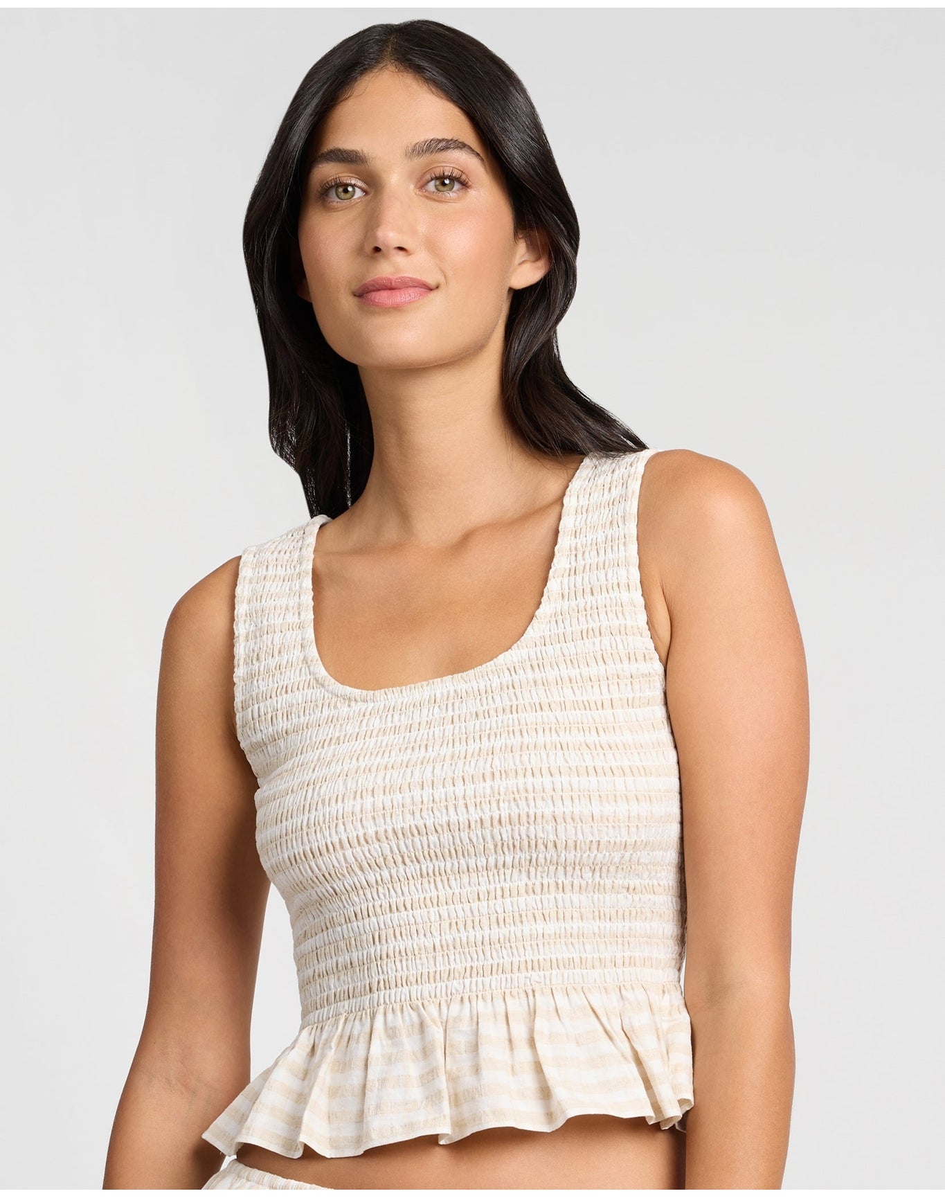Women | Air Linen Smocked Tank | Natural