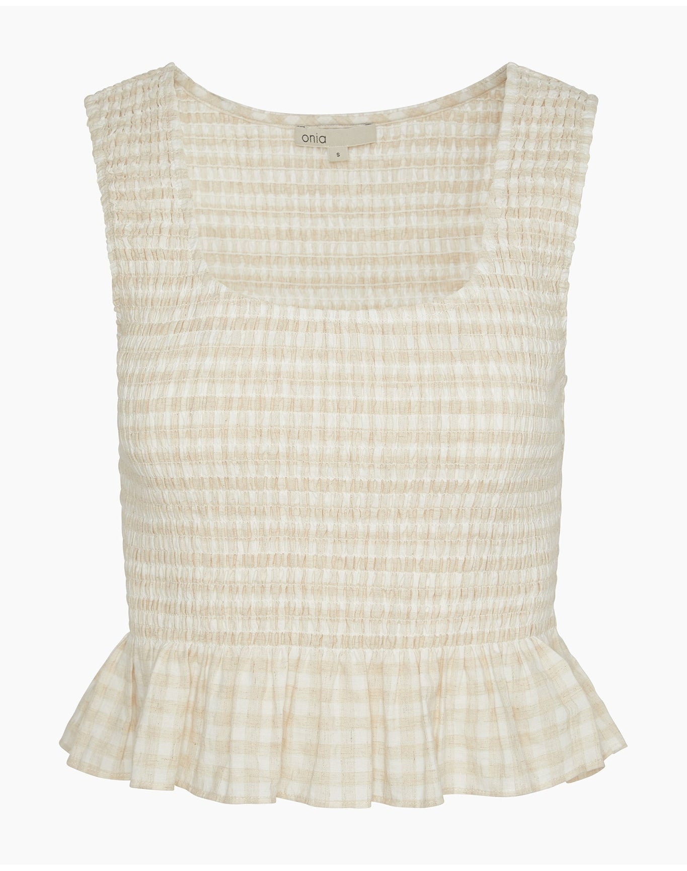 Women | Air Linen Smocked Tank | Natural