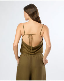 Women | Air Linen Square Neck Tank Top | Olive