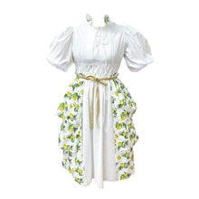 Women | Amalfi Lemon Print Linen Mom Dress | White x Green x Yellow
