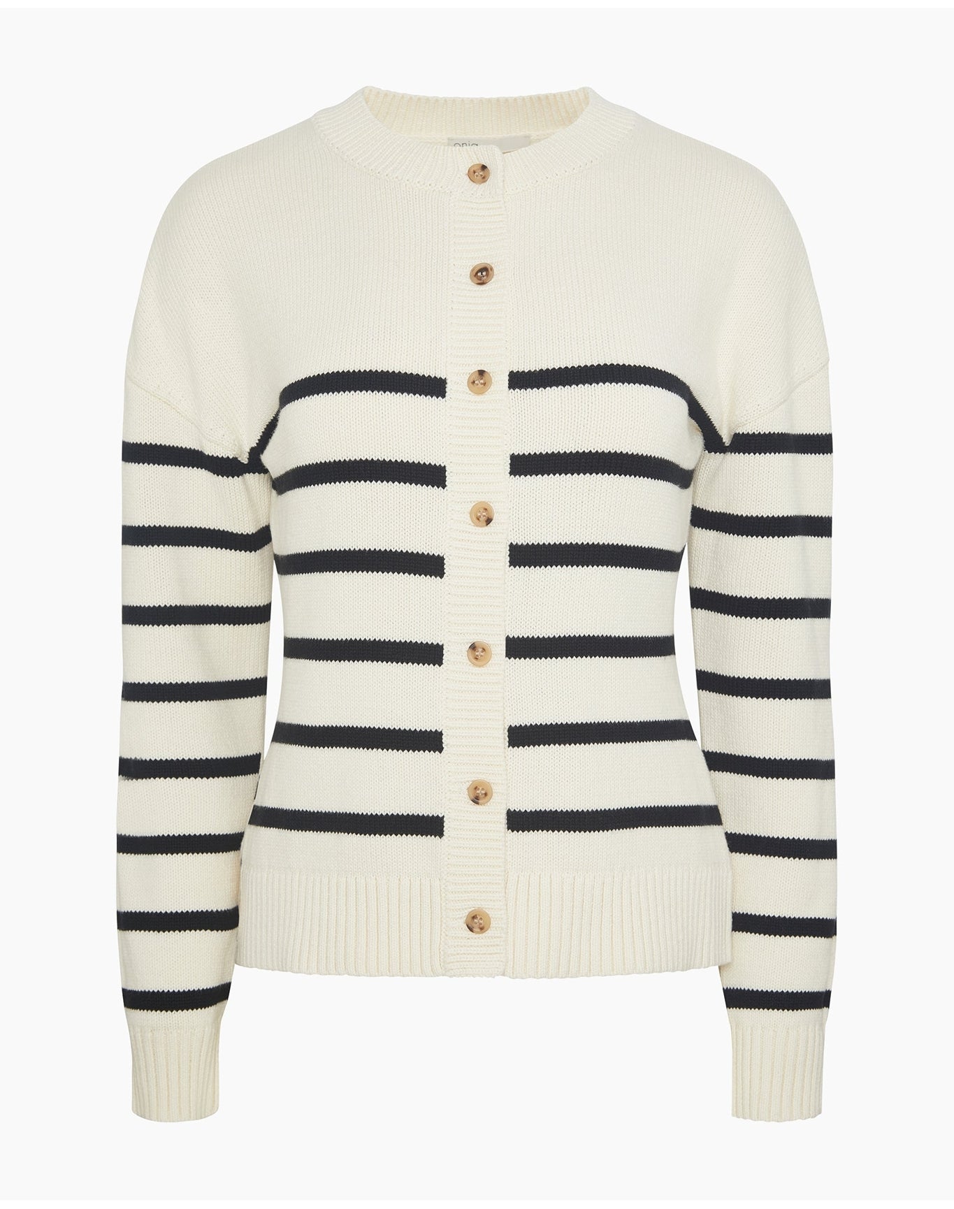 Women | Cotton Fitted Cardigan | Off White Black