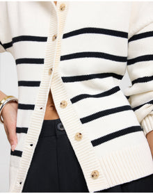 Women | Cotton Fitted Cardigan | Off White Black