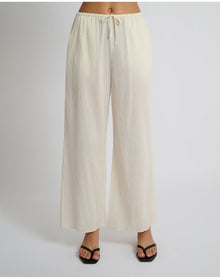 Women | Crinkle Gauze Drawstring Pant | Egret