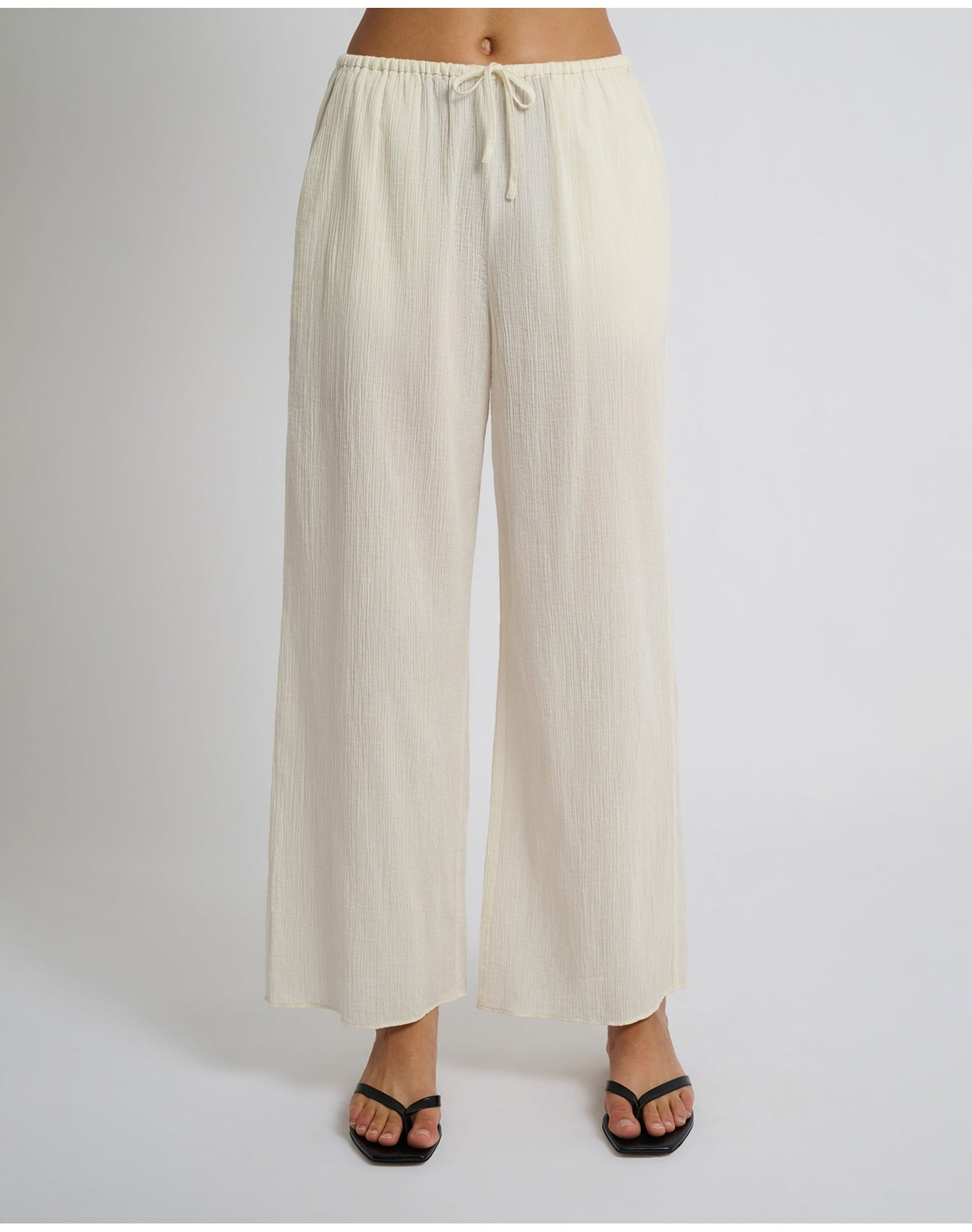 Women | Crinkle Gauze Drawstring Pant | Egret