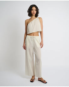 Women | Crinkle Gauze Drawstring Pant | Egret