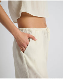 Women | Crinkle Gauze Drawstring Pant | Egret