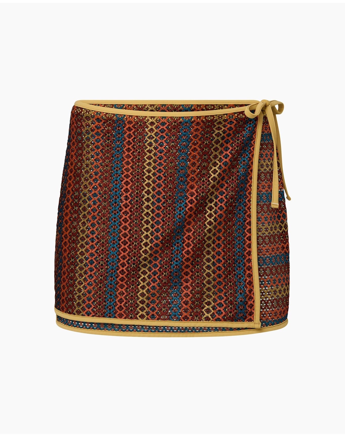 Women | Crochet Mesh Mini Wrap Skirt | Pale Gold