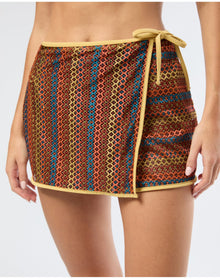 Women | Crochet Mesh Mini Wrap Skirt | Pale Gold