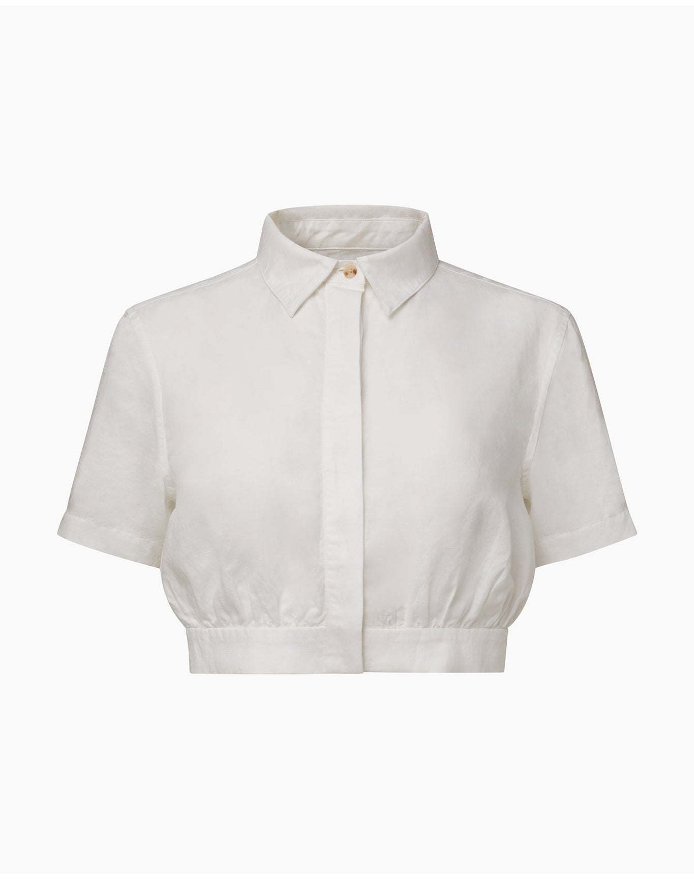 Women | Cropped Button Down Shirt | White