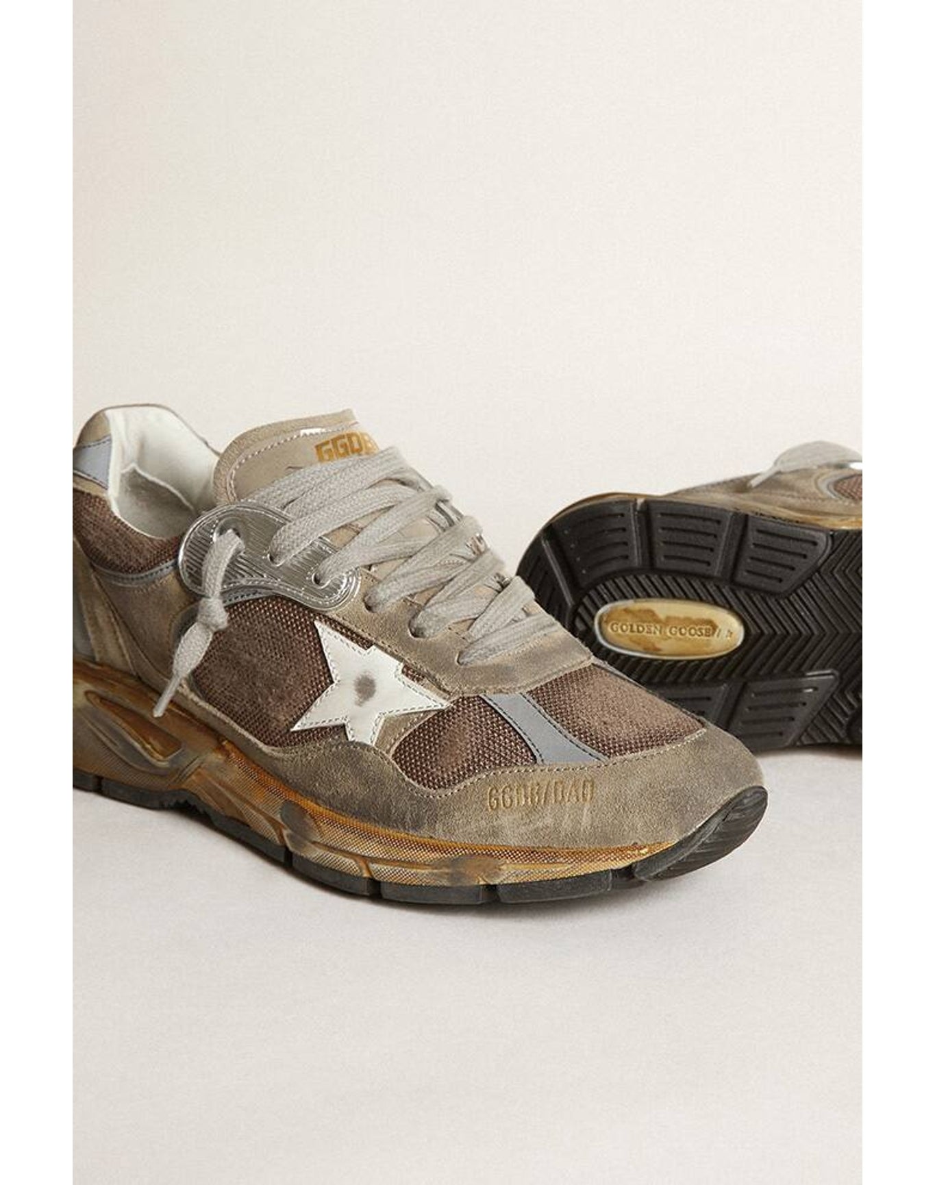 Women | Dad Star Dove Gray Mesh & Suede | Taupe x Silver x White (V1)