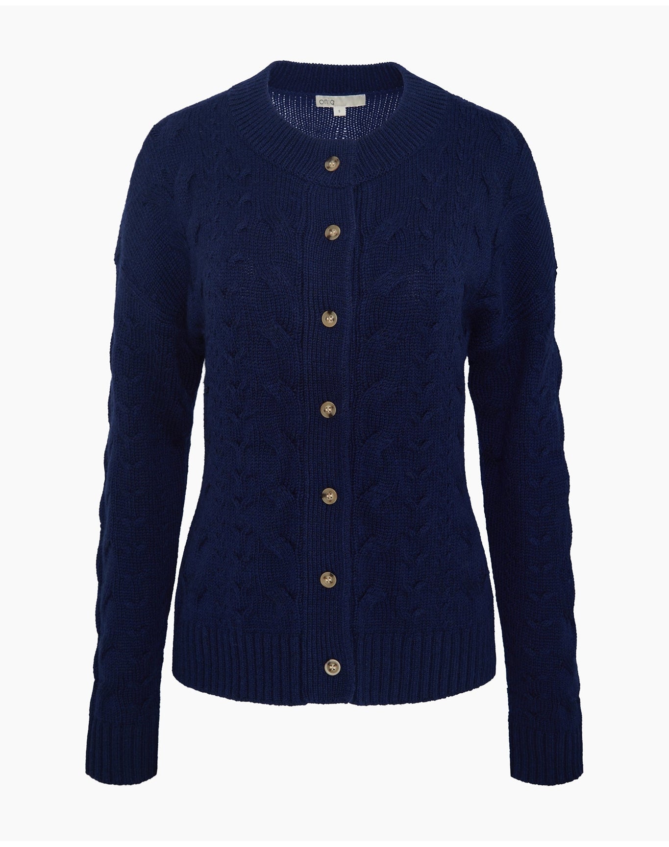 Women | Fitted Cable Knit Cardigan | Noir Navy