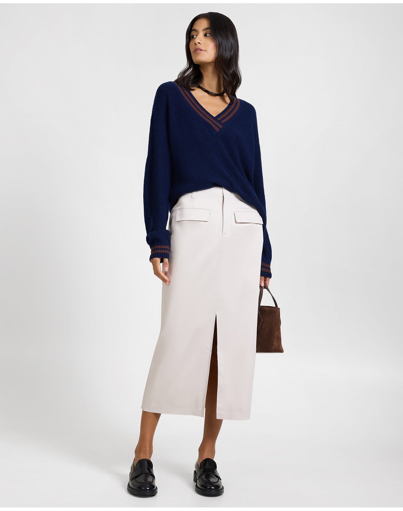 Women | Front Slit Midi Skirt | Stone