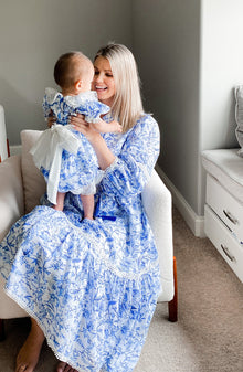 Women | Jaylin and Linen Mom Dress | Blue x White