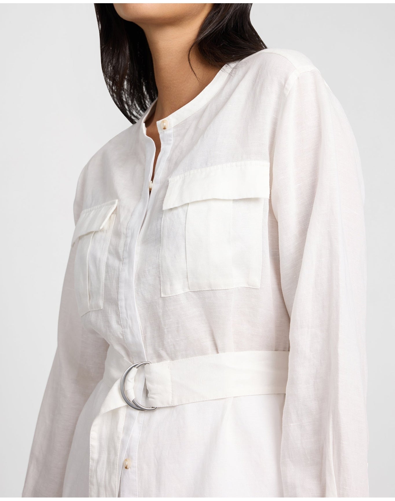 Women | Linen Utility Shirt | White