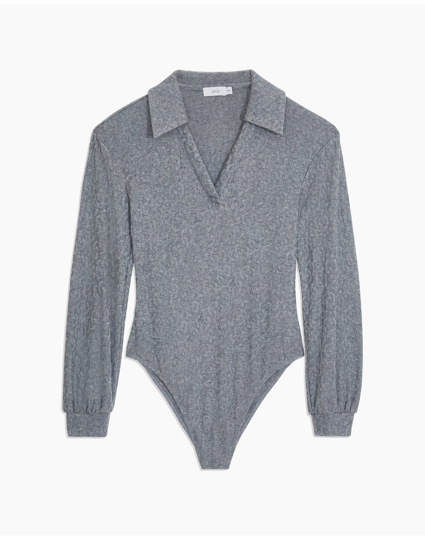 Women | Long Sleeve Polo Geo Knit Bodysuit | French Vanilla